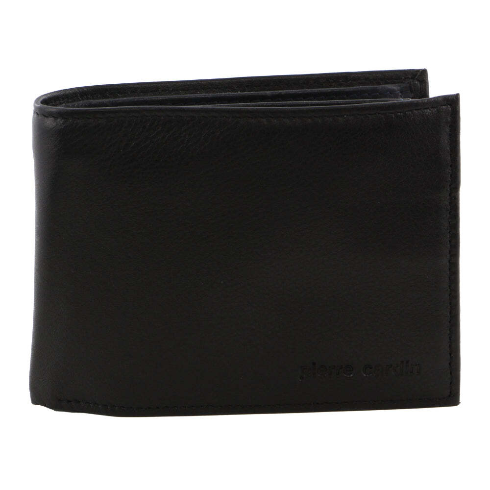 Pierre Cardin Italian Genuine Leather Mens Two Tone Bi Fold Wallet- Black/Midnight