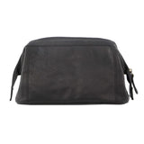 Pierre Cardin Mens Rustic Leather Toiletry Case Bag Travel - Black