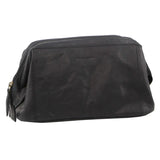 Pierre Cardin Mens Rustic Leather Toiletry Case Bag Travel - Black