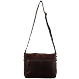 Pierre Cardin Rustic Leather 13" Laptop Computer Messenger Travel Shoulder Bag - Chestnut