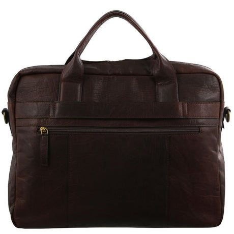 Pierre Cardin Rustic Leather 15" Laptop Computer Work Messenger Bag Travel Business - Chestnut