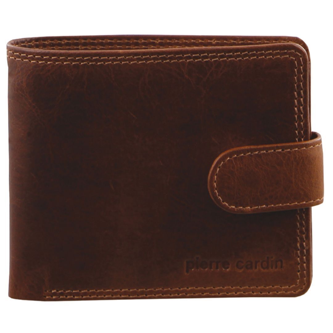 Pierre Cardin Mens Soft Rustic Leather RFID Protected Wallet - Cognac