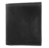 Pierre Cardin Mens Rustic RFID Leather Tri-Fold Wallet Card Holder - Black