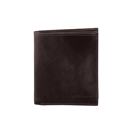 Pierre Cardin Mens Rustic RFID Leather Bi-Fold Wallet Card Holder - Brown