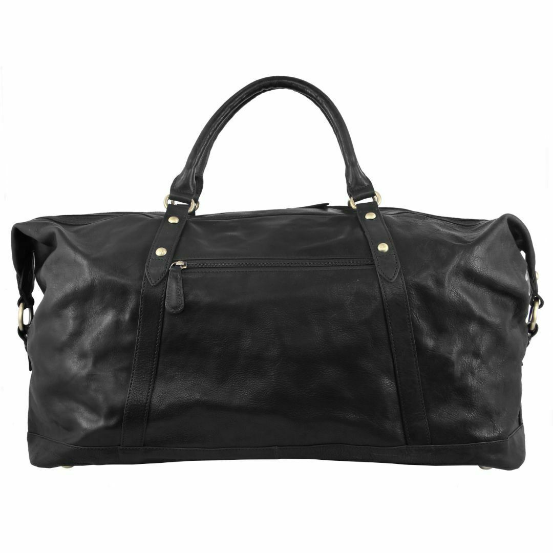 Pierre Cardin Rustic Leather Business Overnight Bag Unisex Duffle Bag Travel - Black