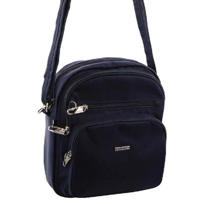 Pierre Cardin Nylon Shoulder Cross Body RFID Anti-Theft Slash Proof Bag Travel - Navy