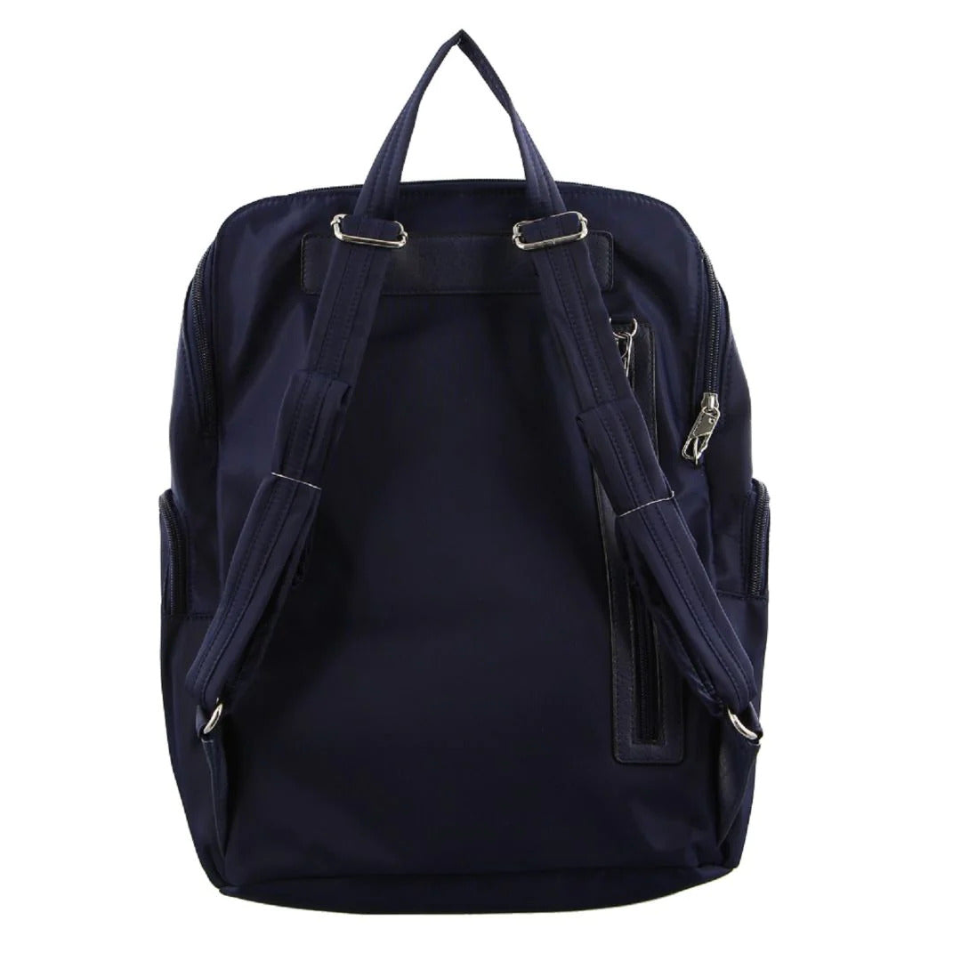 Pierre Cardin Nylon RFID Anti Theft Slash Proof Backpack Bag - Navy