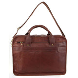 Pierre Cardin Rustic Leather 15" Laptop Computer Messenger Bag - Chestnut