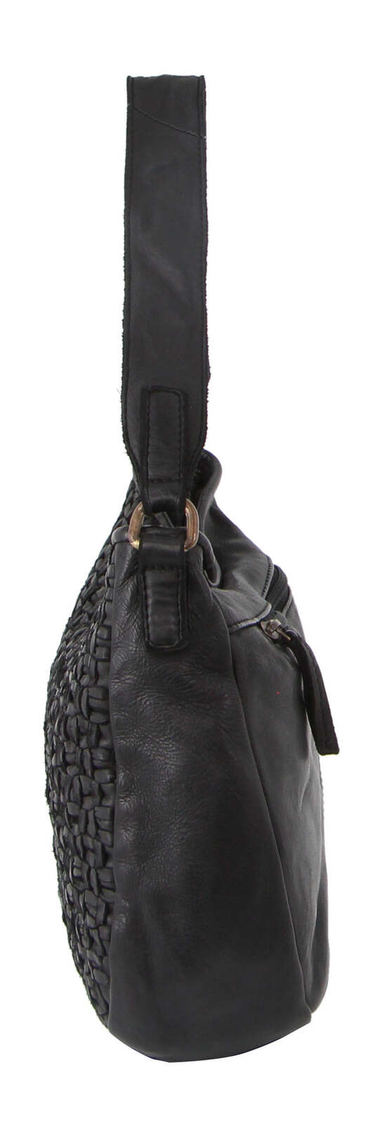 Pierre Cardin Woven Leather Ladies Cross-Body Bag - Black