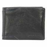 Pierre Cardin Leather Mens Bi-Fold Wallet RFID Protection Travel Bi-Fold - Black