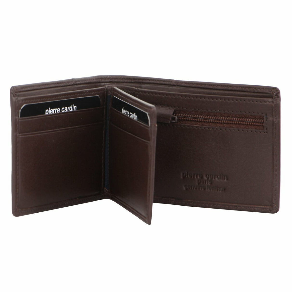 Pierre Cardin Soft Italian Leather Mens Bi-Fold Wallet with Central Flap - Brown