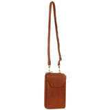 Pierre Cardin Ladies Leather Cross Body Bag/Wallet Bag/Clutch Wallet Small Flap - Cognac