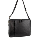 Pierre Cardin Crumpled Leather 15" Laptop Computer Bag - Black