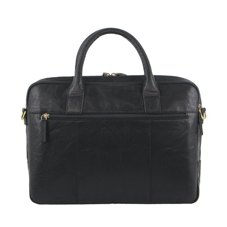 Pierre Cardin Leather Multi-Compartment Business 15" Laptop Bag - Black