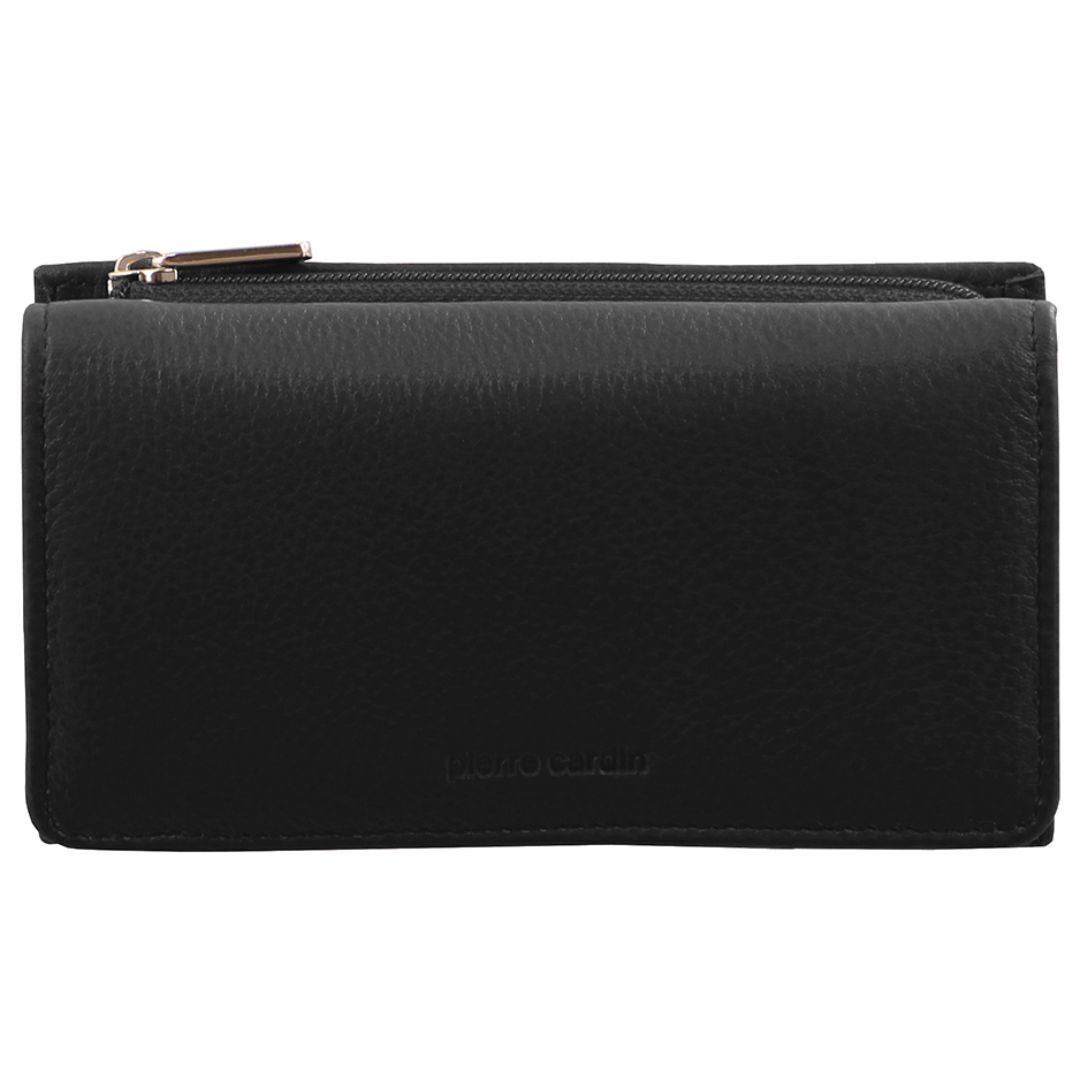 Pierre Cardin Womens Soft Italian Leather RFID Purse Wallet Rustic - Black