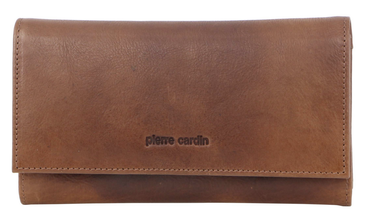 Pierre Cardin Womens Soft Italian Leather RFID Purse Wallet - Cognac