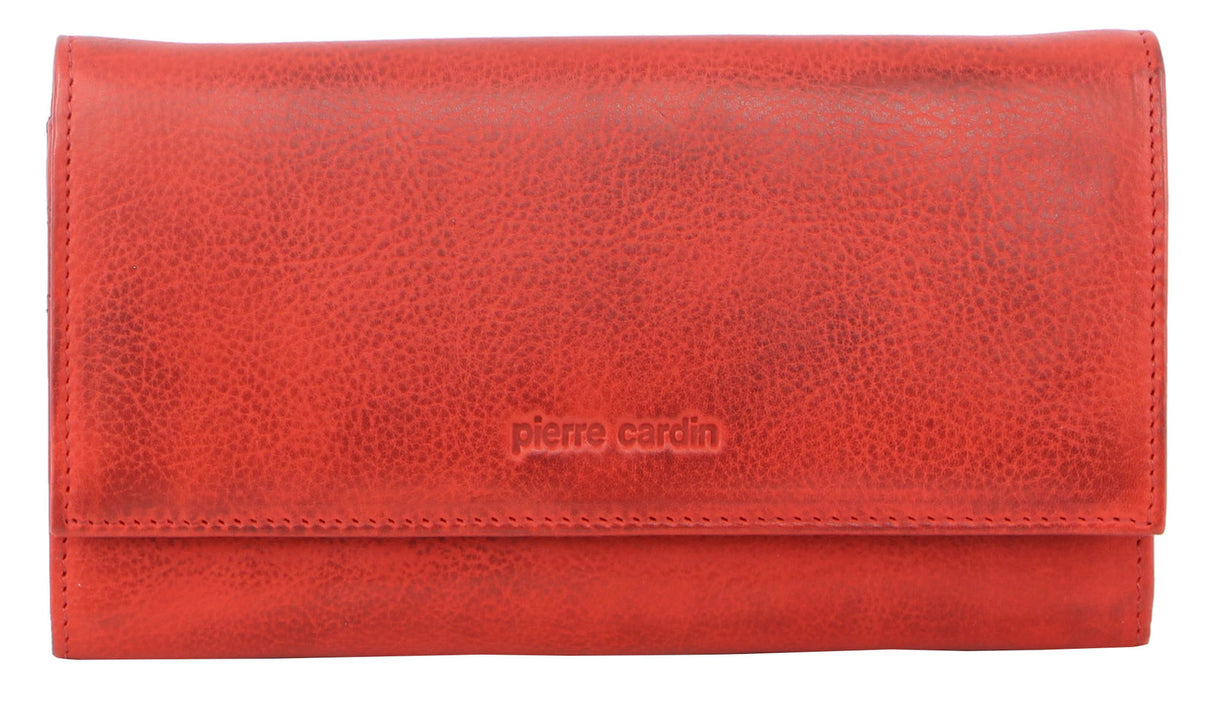 Pierre Cardin Womens Soft Italian Leather RFID Purse Wallet - Red