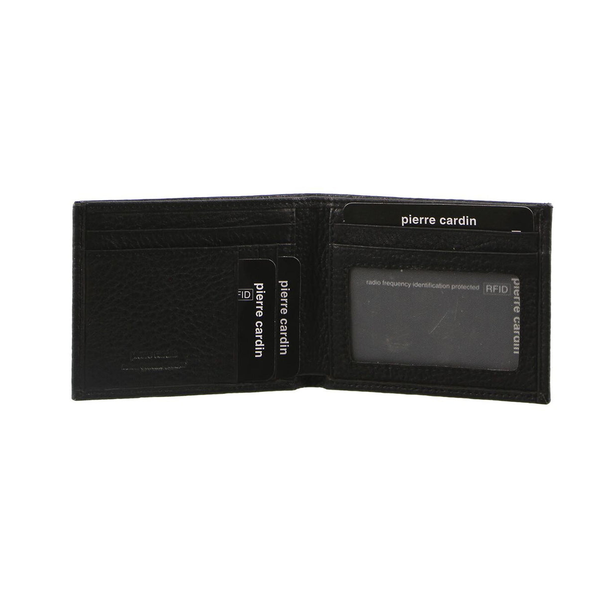 Pierre Cardin Mens Genuine Italian Soft RFID Bifold Slim Wallet - Black