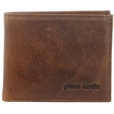 Pierre Cardin Mens Genuine Italian Soft RFID Bifold Slim Wallet - Cognac