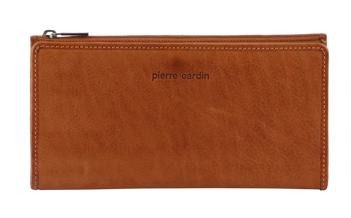 Pierre Cardin Womens Soft Italian Leather RFID Purse Wallet - Cognac