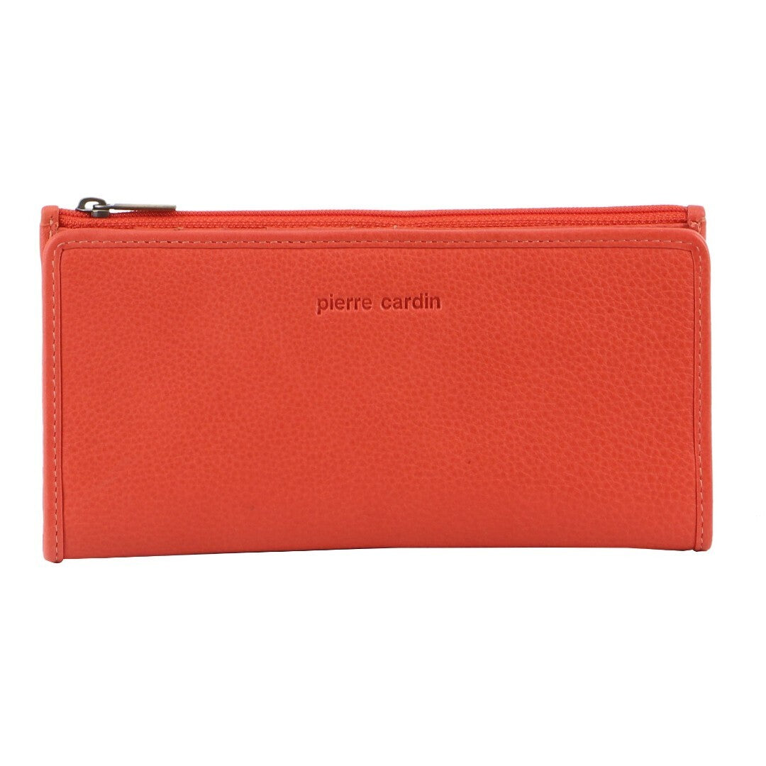 Pierre Cardin Womens Soft Italian Leather RFID Purse Wallet - Orange