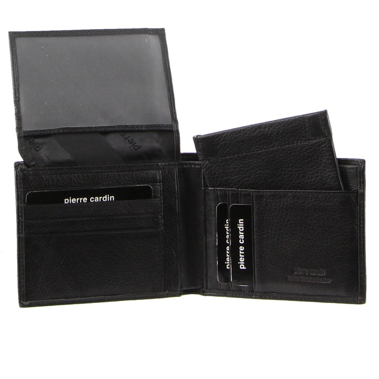 Pierre Cardin Mens Genuine Italian Leather Wallet Removable Coin Purse - Black