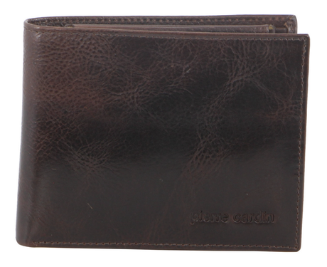 Pierre Cardin Mens Genuine Italian Leather Wallet Removable Coin Purse - Brown