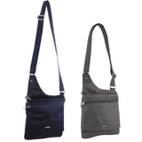 2Pc Set Pierre Cardin RFID Cross Body Bag Anti-Theft Slash Proof - Navy and Grey