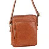 Pierre Cardin Italian Leather Tablet Bag Messenger Cross Body - Cognac