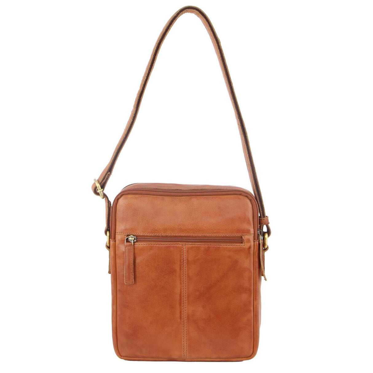 Pierre Cardin Italian Leather Tablet Bag Messenger Cross Body - Cognac