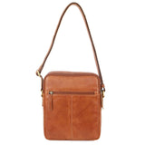 Pierre Cardin Italian Leather Tablet Bag Messenger Cross Body - Cognac