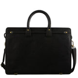 Pierre Cardin Mens Rustic Leather 15" Laptop Computer Shoulder Bag Handbag Briefcase - Black