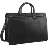 Pierre Cardin Mens Rustic Leather 15" Laptop Computer Shoulder Bag Handbag Briefcase - Black