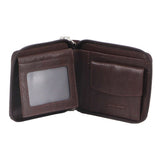 Pierre Cardin Mens RFID Leather Zip Around Wallet with Chain - Brown