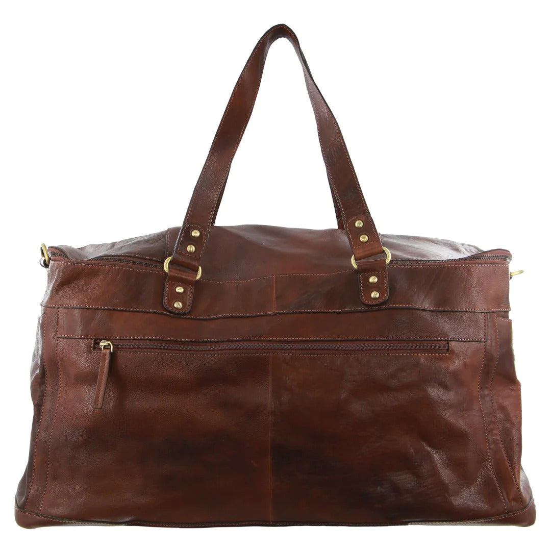 Pierre Cardin Burnished Leather Multi-Compartment Overnight Bag Duffle - Legend