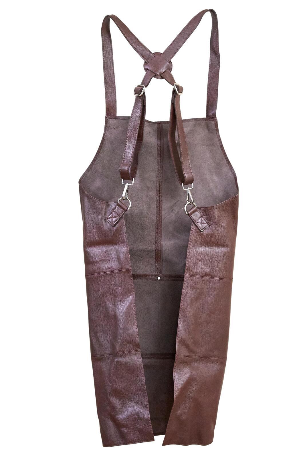 2x Pierre Cardin Professional Leather Apron Butcher Woodwork Barber Chef - Brown