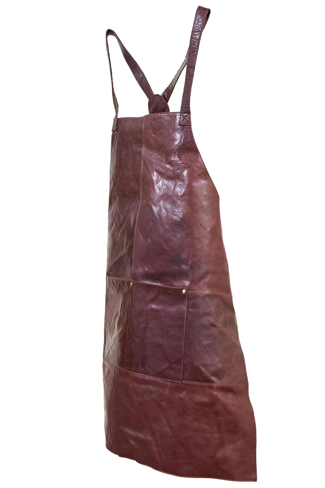 Pierre Cardin Professional Leather Apron Butcher Woodwork Hairdressing Barber Chef - Chestnut