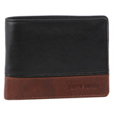 Pierre Cardin Mens Leather Wallet 2-Tone Credit Card Slots RFID - Black/Cognac