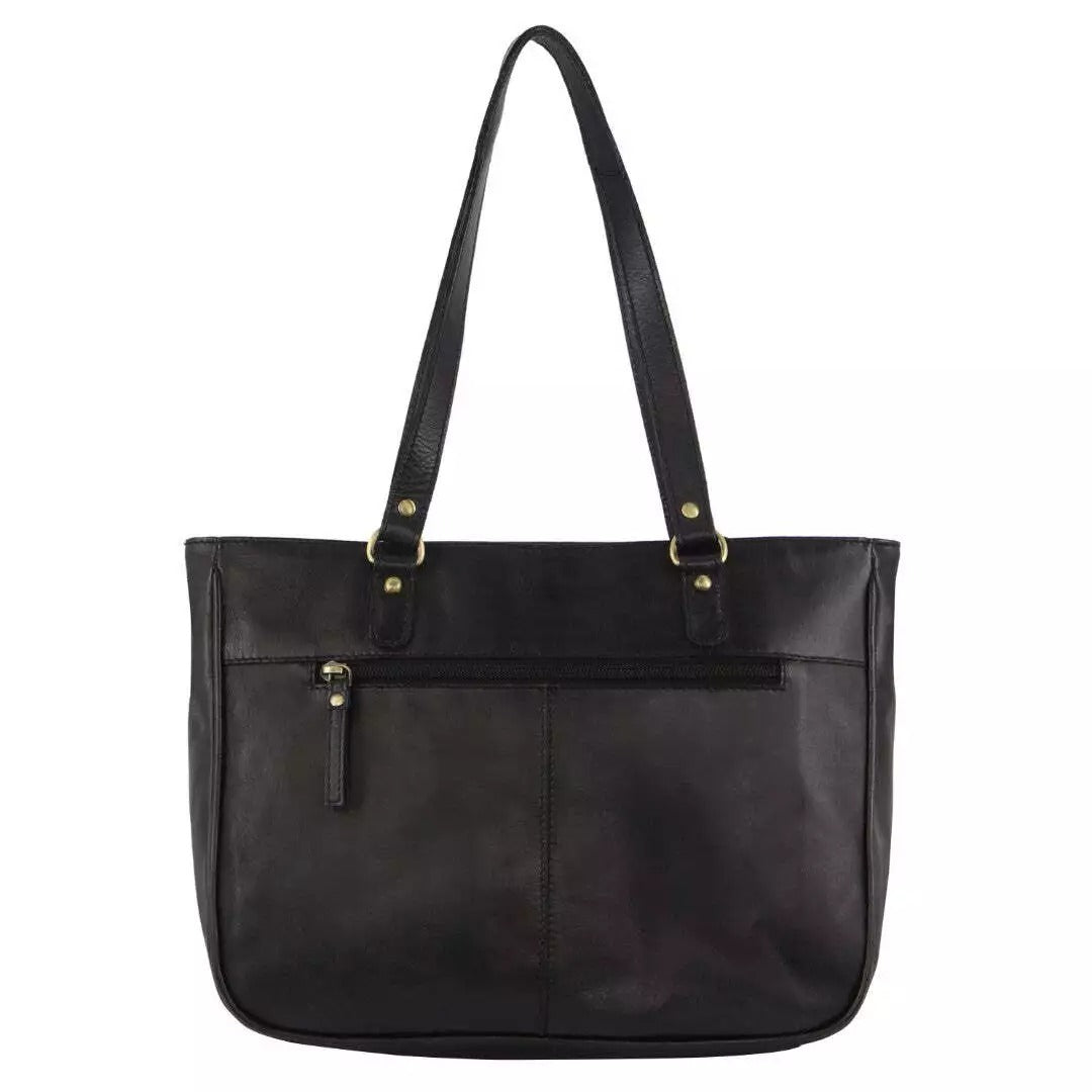 Pierre Cardin Womens Leather Stud Detail Tote Bag in Black