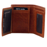 Pierre Cardin Mens Wallet Leather Tri-Fold Credit Card Slots Slim RFID - Tan