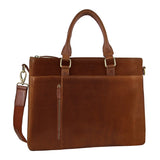 Pierre Cardin Mens Leather Briefcase Business Bag Shoulder 15" Laptop Tote - Tan