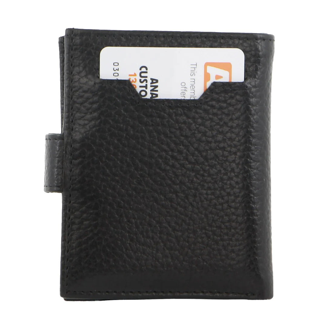 Pierre Cardin Leather Smart Slide Card Holder Tab Wallet RFID - Black