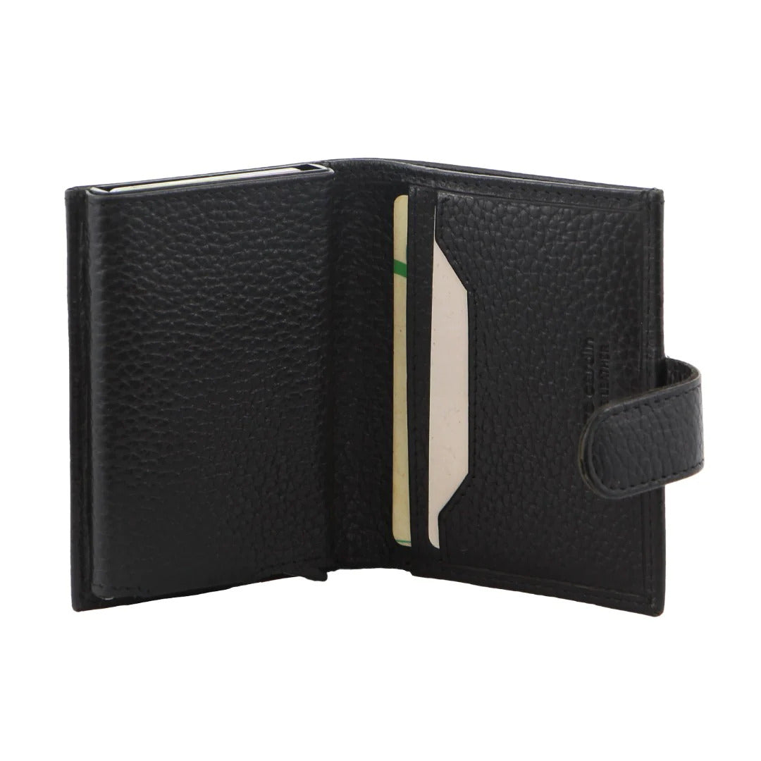 Pierre Cardin Leather Smart Slide Card Holder Tab Wallet RFID - Black