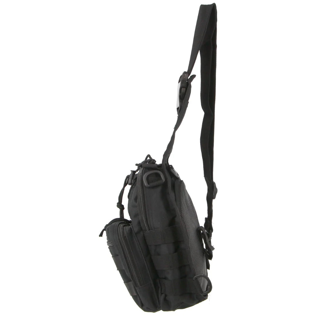 Pierre Cardin Cross Body Tactical Sling Bag Rucksack Army Style in Black