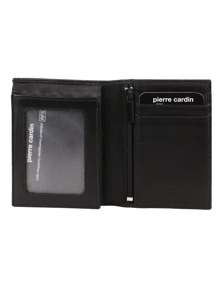 Pierre Cardin Mens Rustic Genuine Leather Wallet RFID in Black