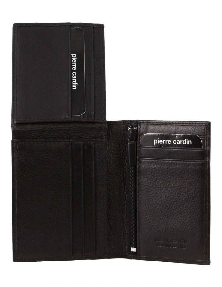 Pierre Cardin Mens Rustic Genuine Leather Wallet RFID in Black