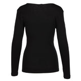 Thermo Fleece® Ladies Thermal Long Sleeve Top Poly Cotton - Black