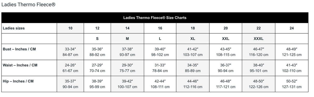 Thermo Fleece® Ladies Thermal Long Sleeve Top Poly Cotton Spencer - White