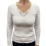 Thermo Fleece® Ladies Thermal Long Sleeve Top Poly Cotton Spencer - White