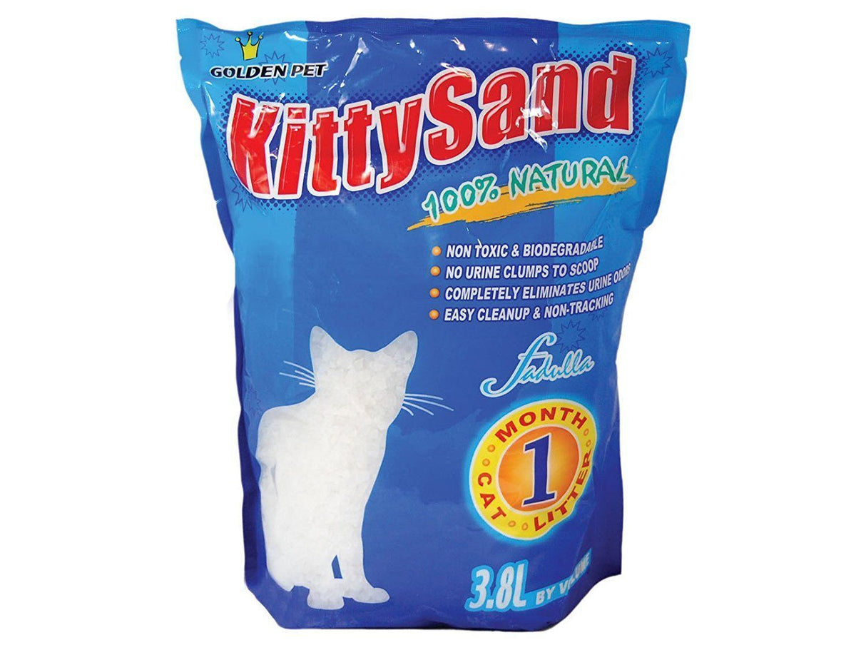 3.8L Kitty Sand Cat Litter Kitty Crystals Silica Non-Toxic Natural Beads New